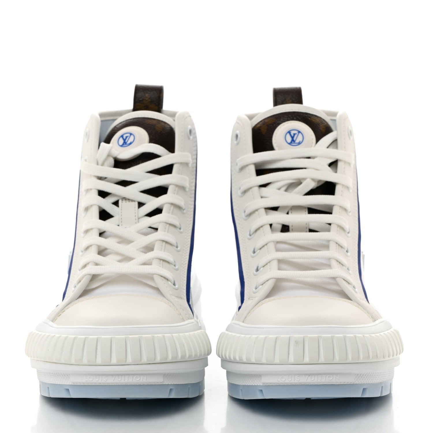 Louis Vuitton Canvas Monogram LV Squad Sneaker Boots 38 White Blue 2 of 9