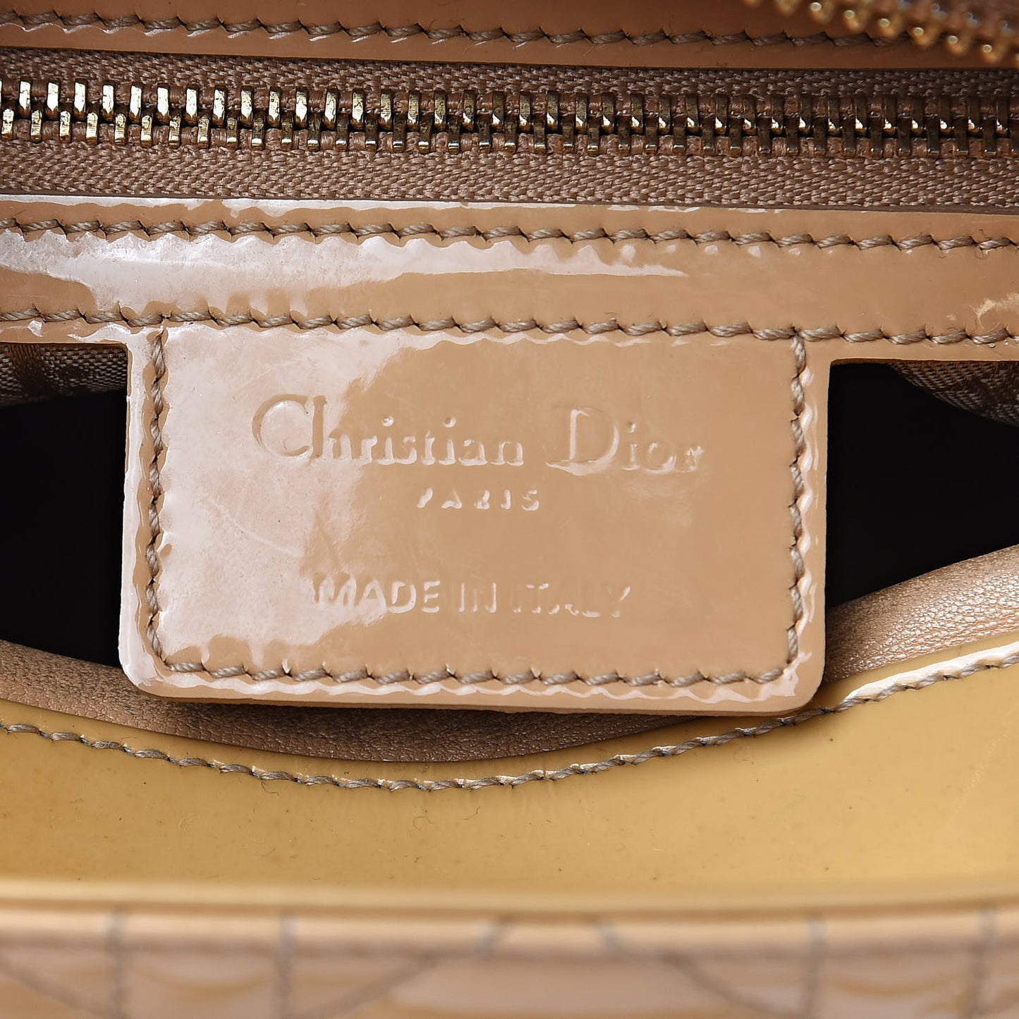 Patent Cannage Medium Lady Dior Beige