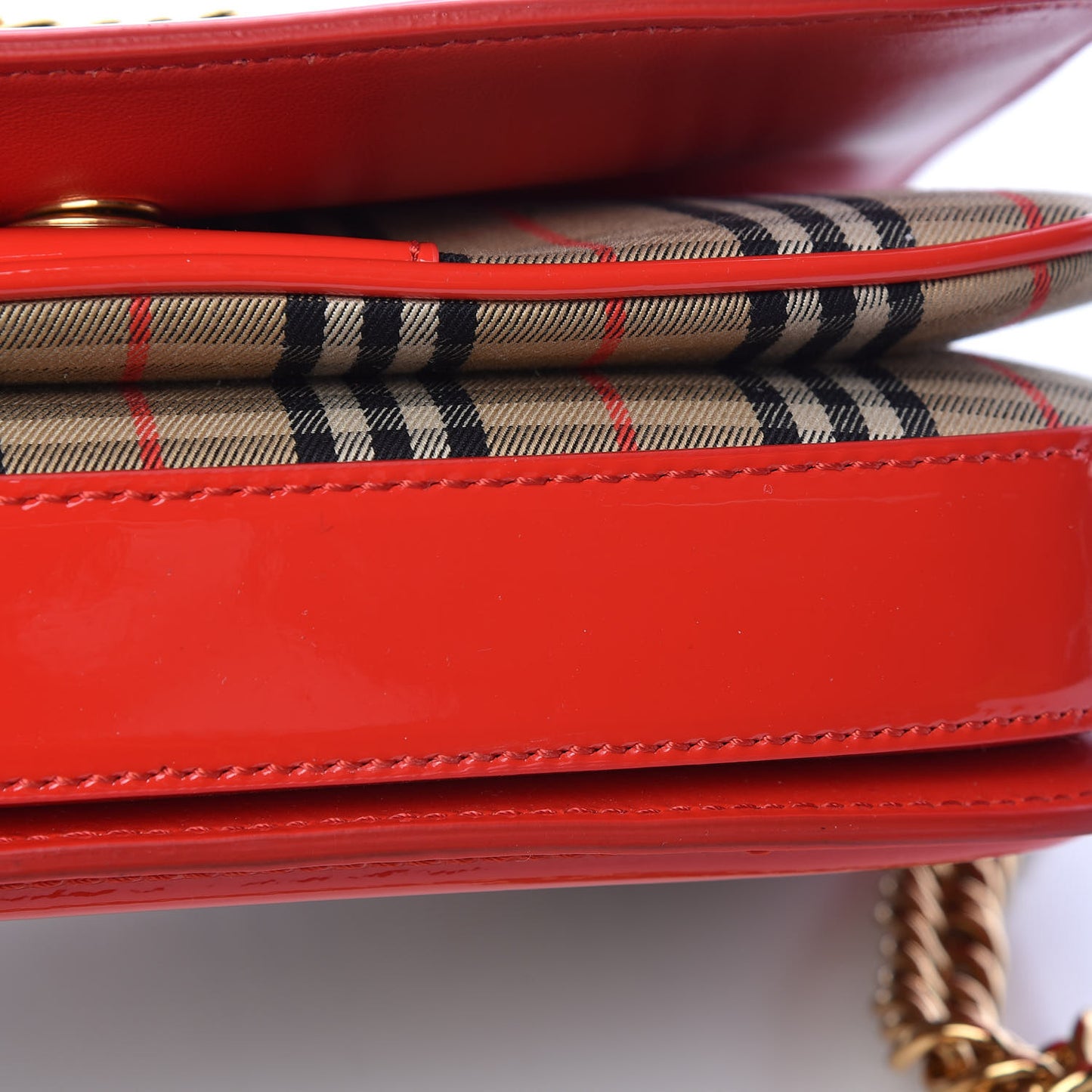 Patent 1983 Knight Check Link Shoulder Bag Bright Red