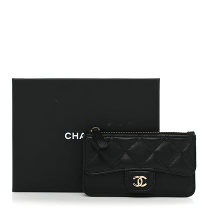 Chanel Lambskin Quilted Flap Zip Card Holder Black 11 of 11