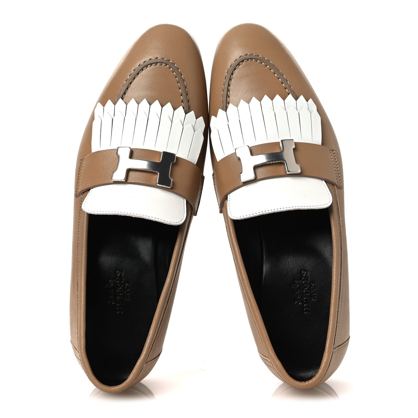 Goatskin Womens Royal Loafers 37 Beige Argile White