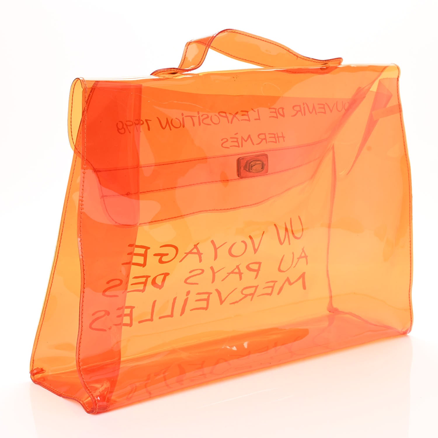 Hermes Vinyl Souvenir De L'Exposition Kelly Orange 3 of 12