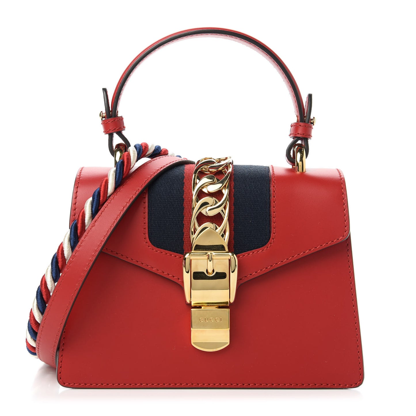 Calfskin Mini Sylvie Top Handle Bag Hibiscus Red