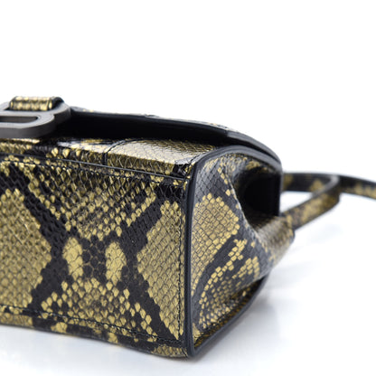 Balenciaga Shiny Calfskin Snakeskin Embossed Hourglass Top Handle Bag XS Gold Black 8 of 8