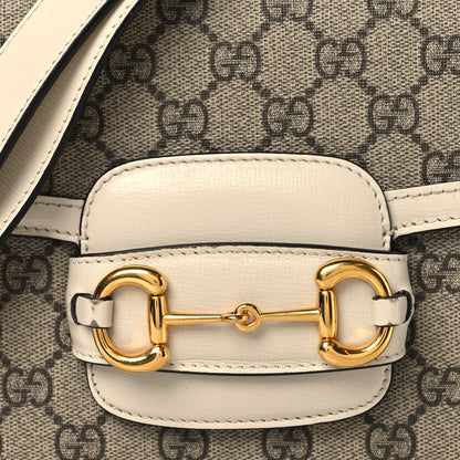 Gucci GG Supreme Monogram Horsebit 1955 Shoulder Bag Beige Mystic White 8 of 10
