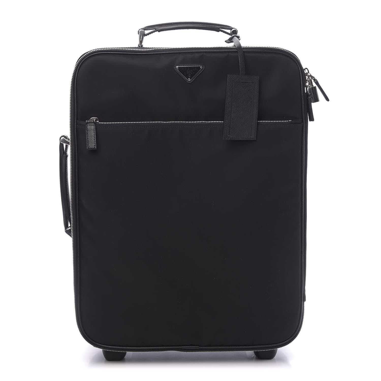 Prada Tessuto Saffiano Trolley Luggage Black 1 of 10