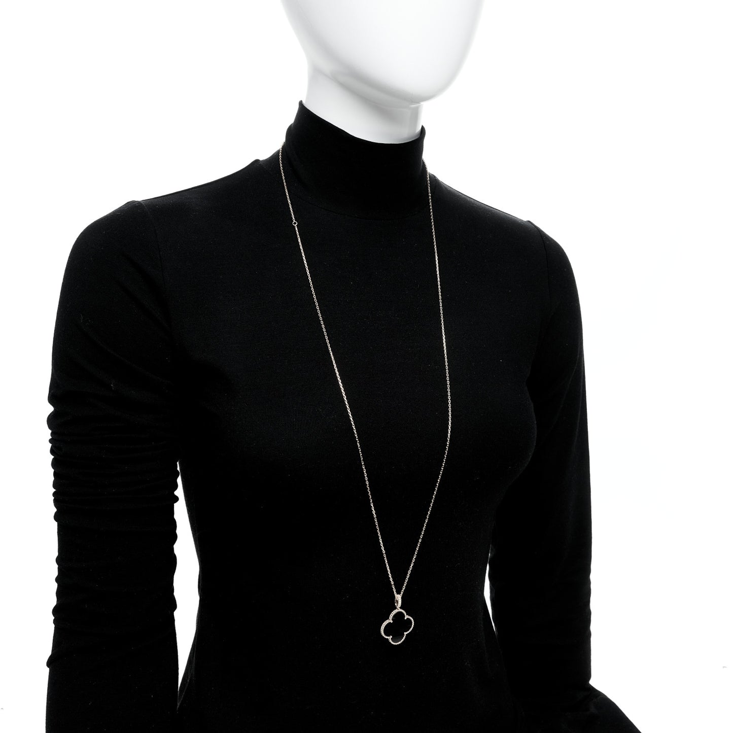 18K Yellow Gold Black Onyx Magic Alhambra Pendant Necklace