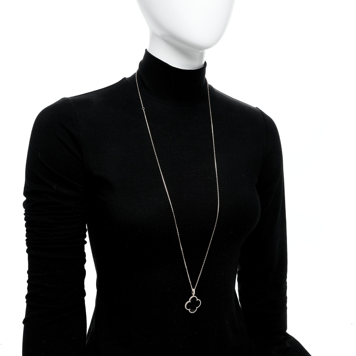 Van Cleef & Arpels 18K Yellow Gold Black Onyx Magic Alhambra Pendant Necklace 2 of 7