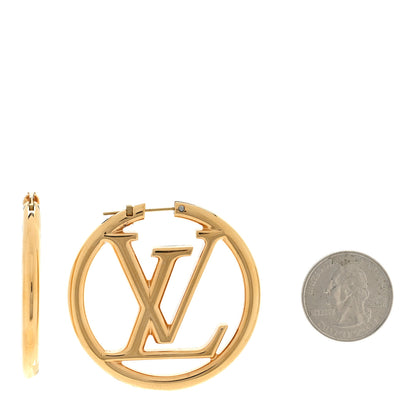 Louis Vuitton Metal Louise Hoop Earrings Gold 3 of 4