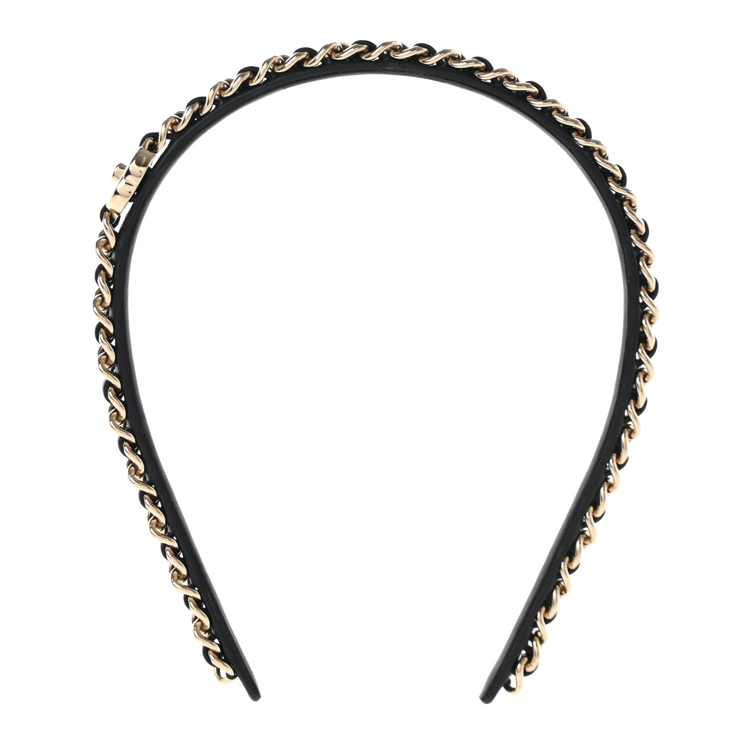 Chanel Metal Lambskin CC Turnlock Chain Headband Gold Black 3 of 7
