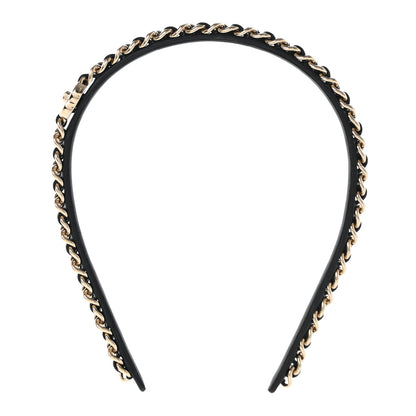 Chanel Metal Lambskin CC Turnlock Chain Headband Gold Black 3 of 7