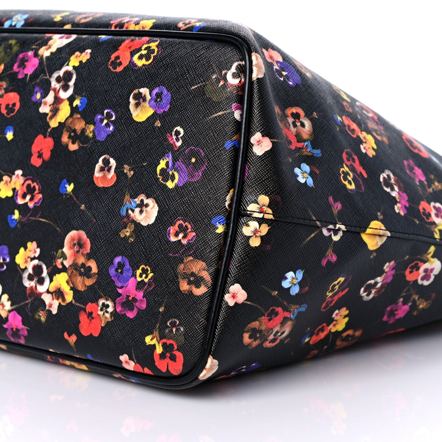 Textured Coated Canvas Floral Print Large Antigona Tote Black Multicolor