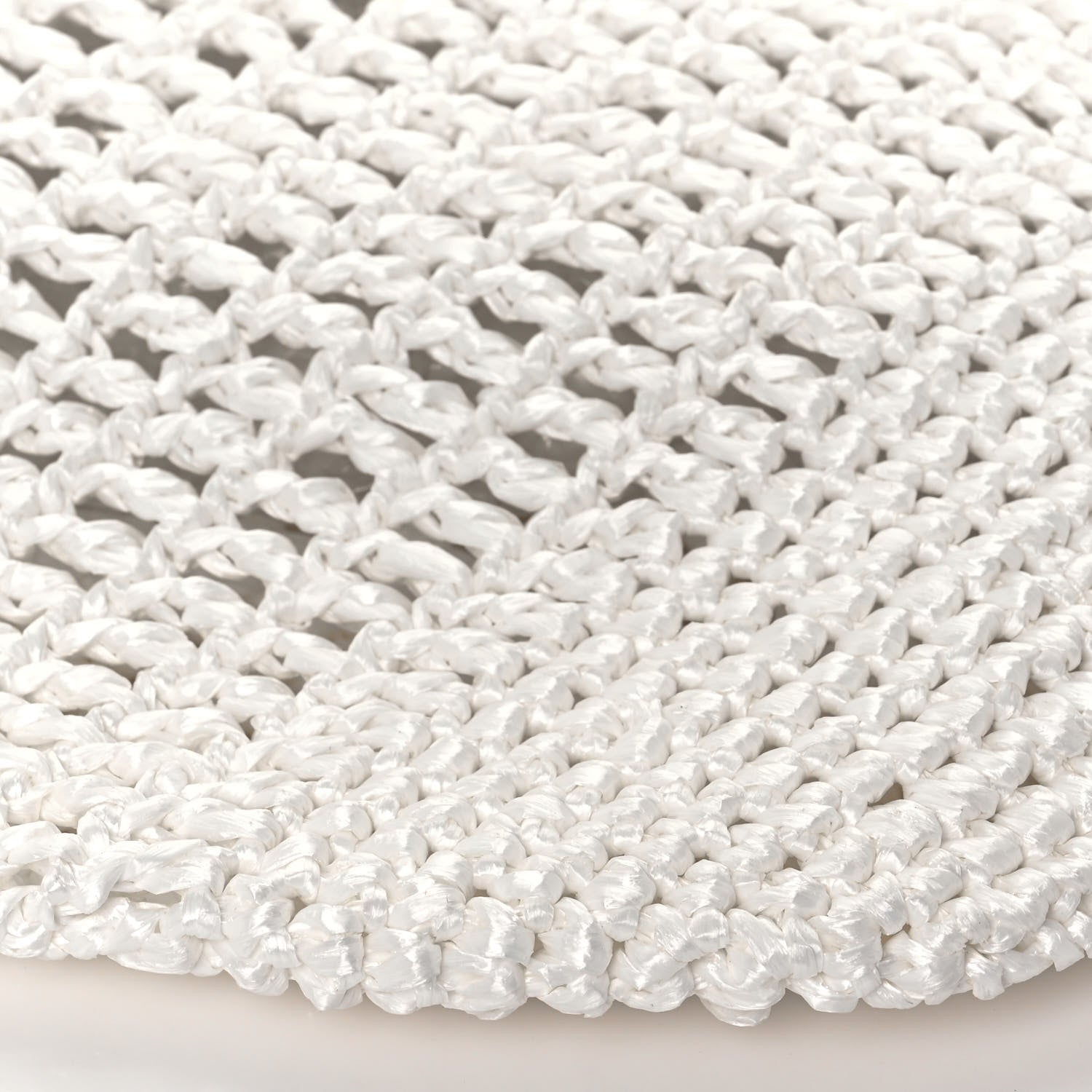 Prada Yarn Raffia Effect Crochet Logo Embroidered Shopping Tote Bag White 10 of 11