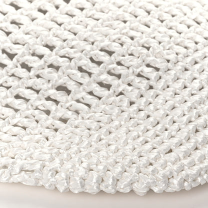 Prada Yarn Raffia Effect Crochet Logo Embroidered Shopping Tote Bag White 10 of 11