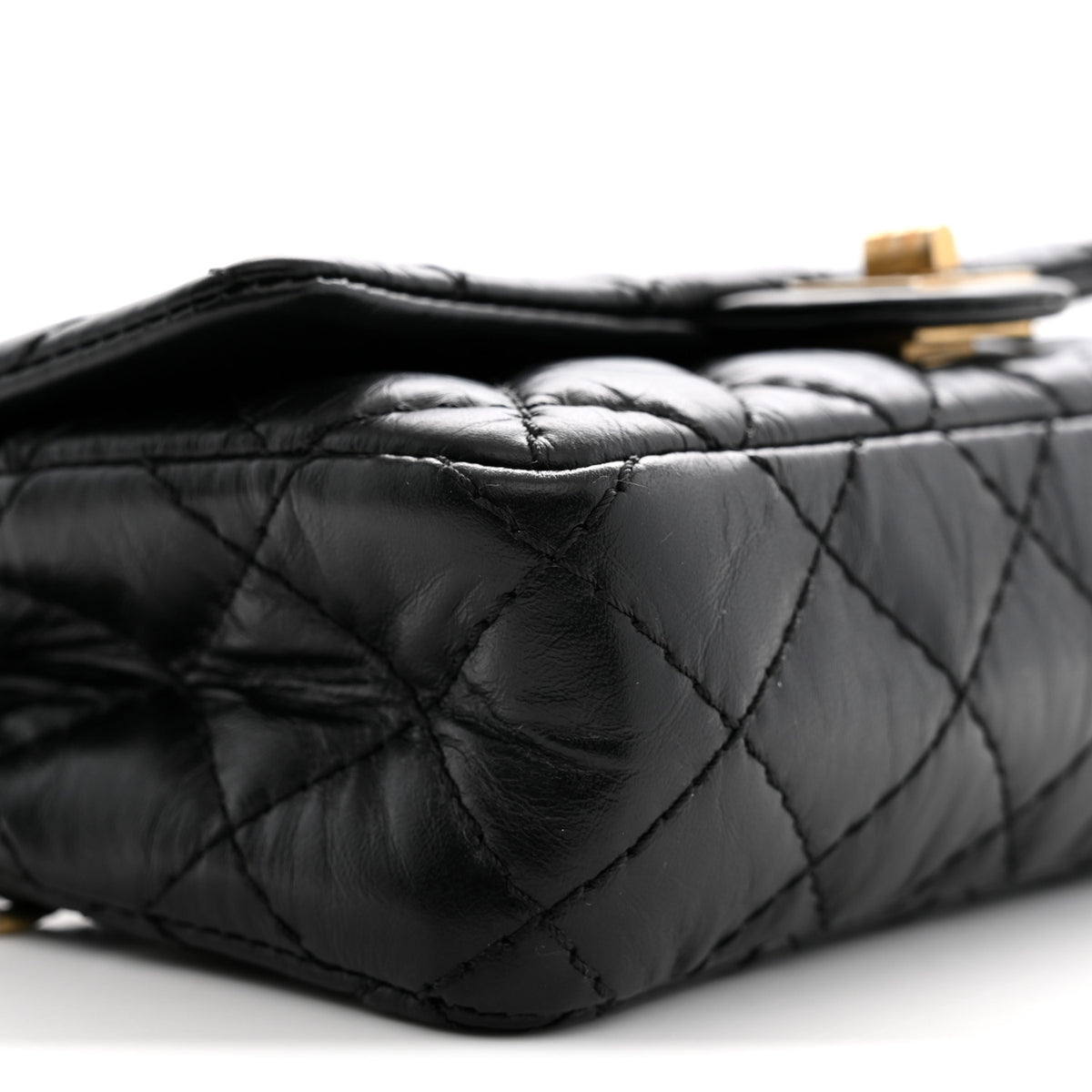 Chanel Aged Calfskin Quilted 2.55 Reissue Flap Belt Bag Clutch Black 9 of 11