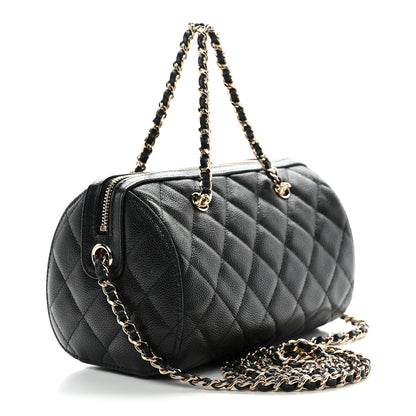 Chanel Caviar Quilted Barrel Clutch With Chain  Black 3 of 11