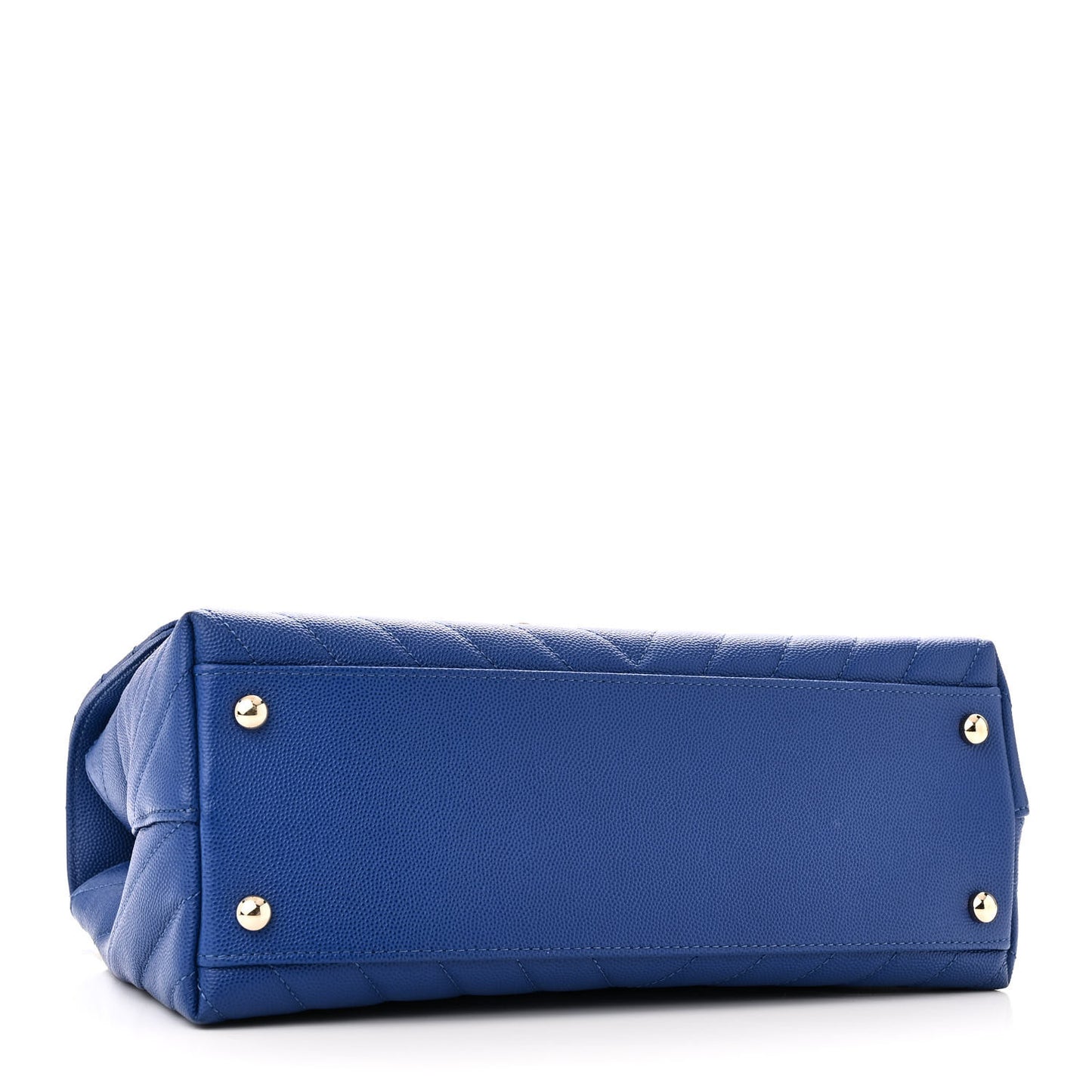 Caviar Chevron Quilted Small Coco Handle Flap Blue