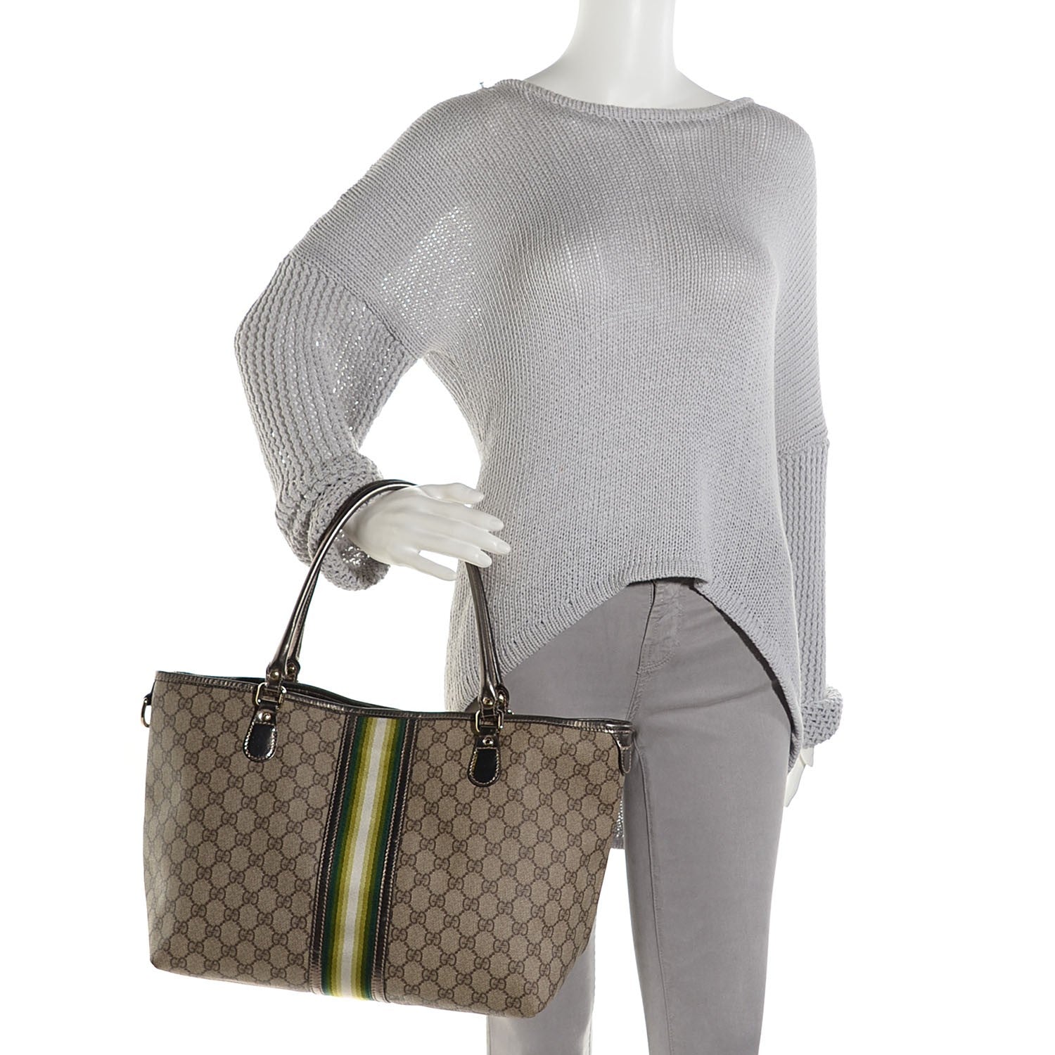 Gucci GG Plus Web Medium Joy Tote Pewter 2 of 7