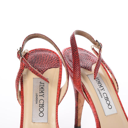 Jimmy Choo Lizard Aeon Slingback Sandals 37 Red 9 of 13
