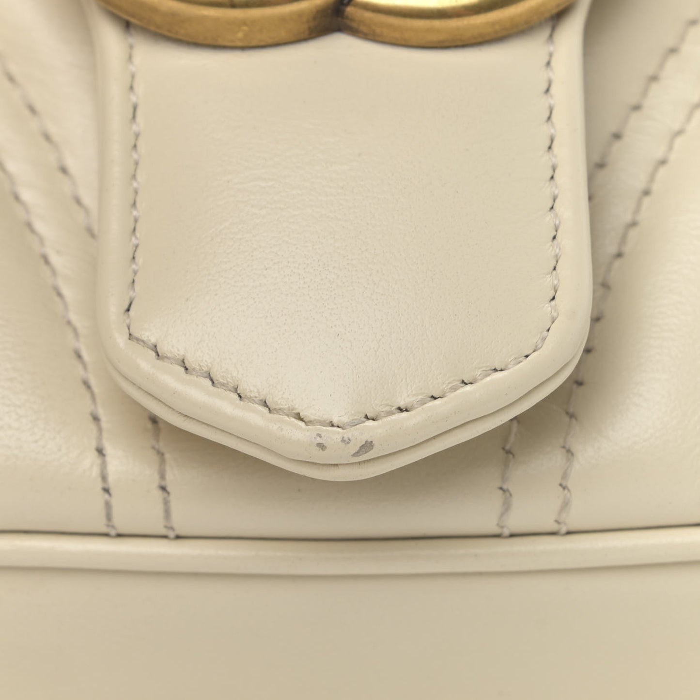 Calfskin Matelasse Mini GG Marmont Shoulder Bag White