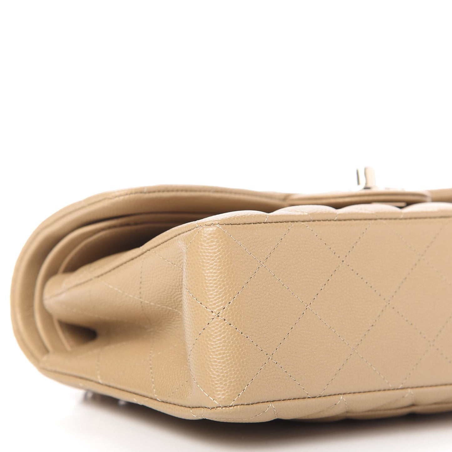 Caviar Quilted Small Double Flap Dark Beige