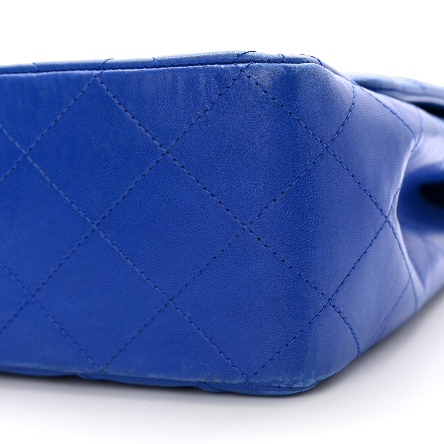 Lambskin Quilted Jumbo Single Flap Blue