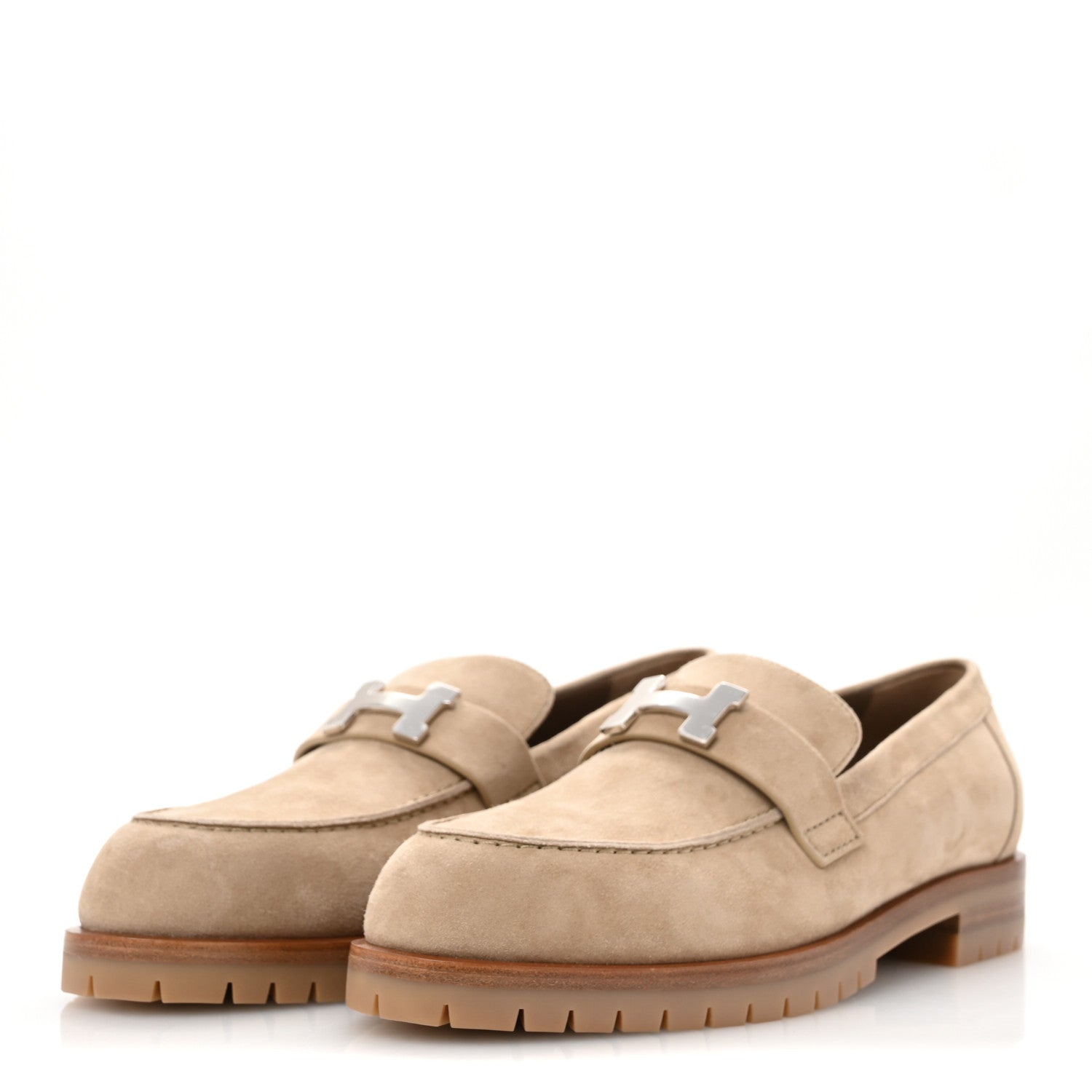 Hermes Suede Goatskin Womens Faubourg Loafers 41 Beige Argile 4 of 9