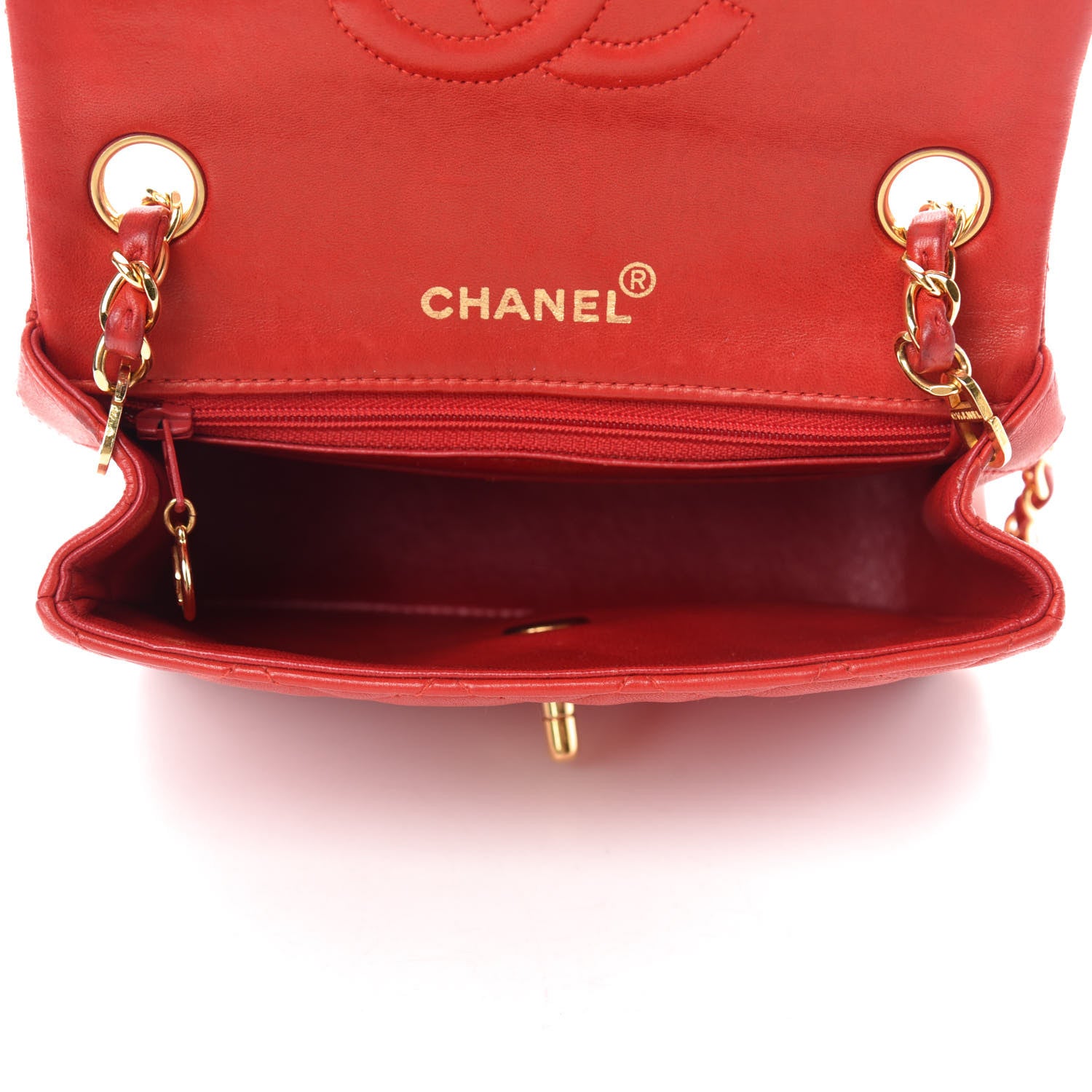 Chanel Lambskin Quilted Mini Square Flap Red 5 of 11