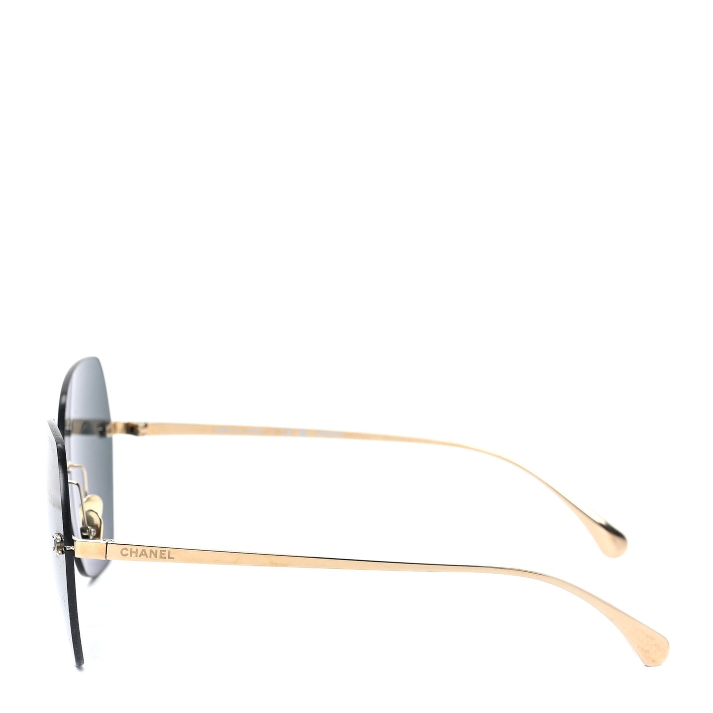 Titanium Rimless Square Sunglasses 4271-T Gold Black