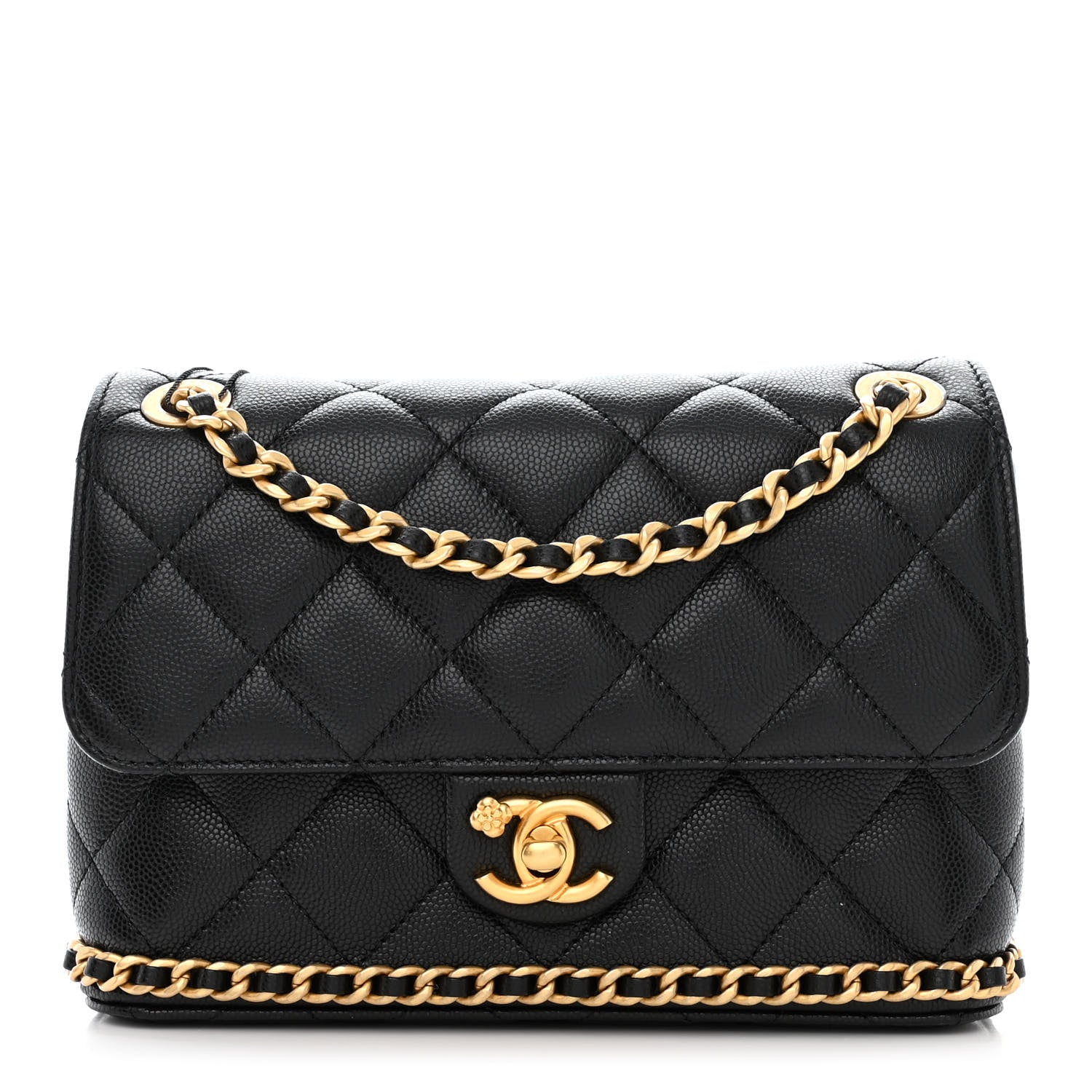 Chanel Caviar Quilted Camellia Chain Around Flap Black 1 of 11