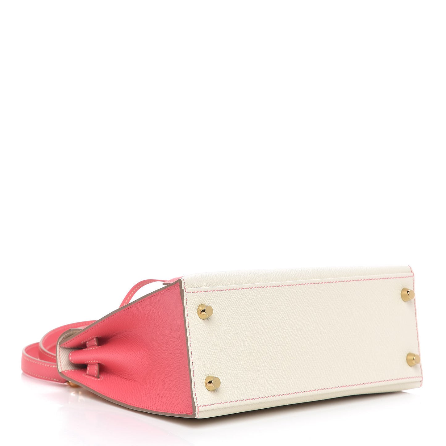 Epsom Bi-Color Horseshoe Kelly Sellier 25 Craie Rose Azalee