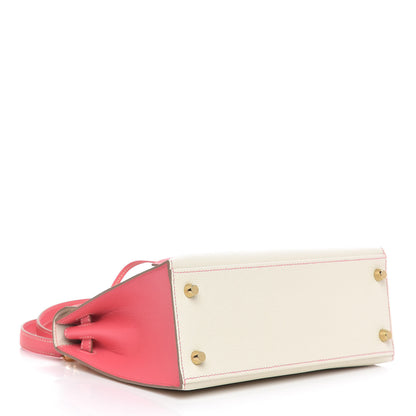 Hermes Epsom Bi-Color Horseshoe Kelly Sellier 25 Craie Rose Azalee 5 of 36