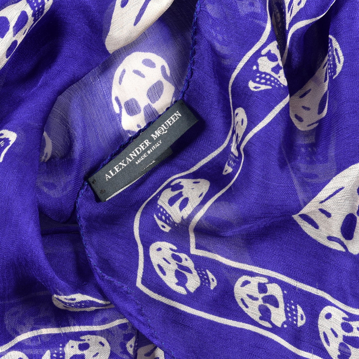 Silk Chiffon Skull Scarf Purple White