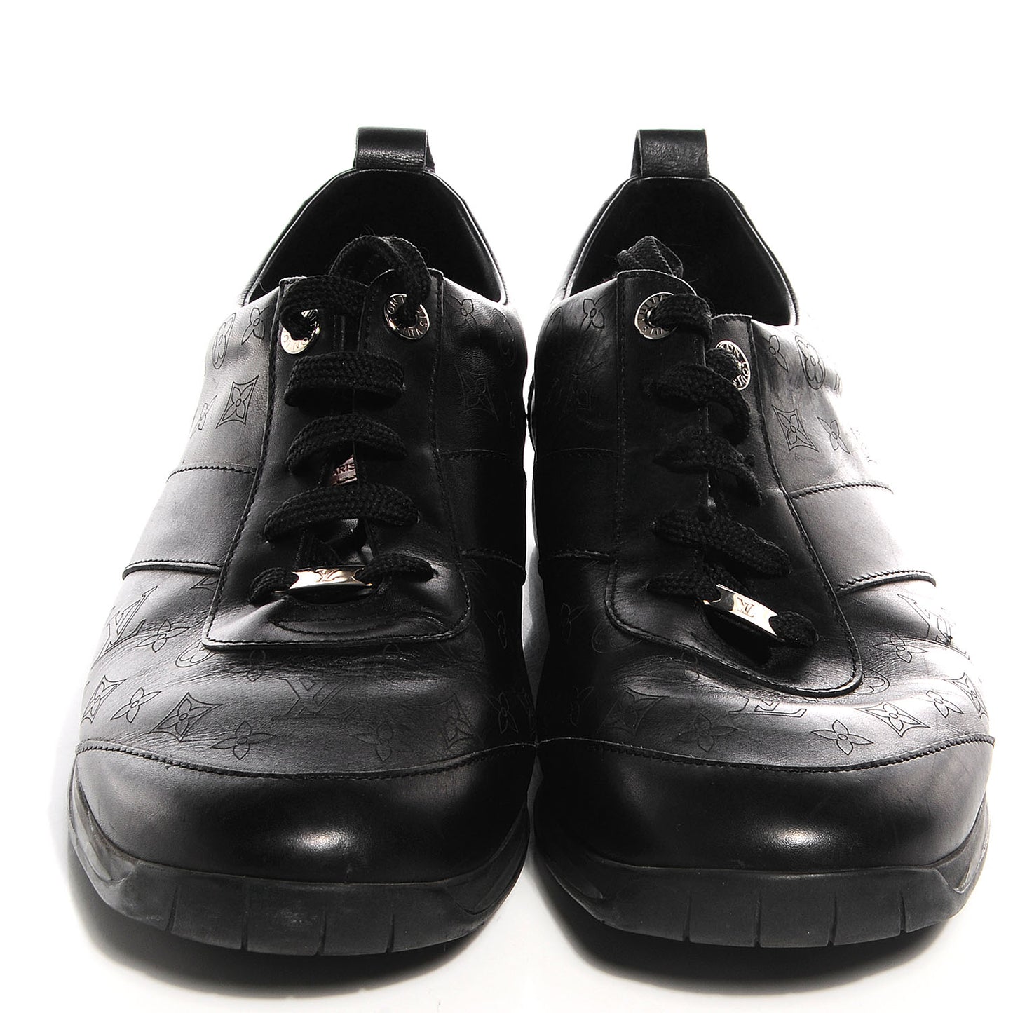 Calfskin Embossed Monogram Sneakers 9 Black