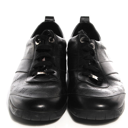 Louis Vuitton Calfskin Embossed Monogram Sneakers 9 Black 2 of 9