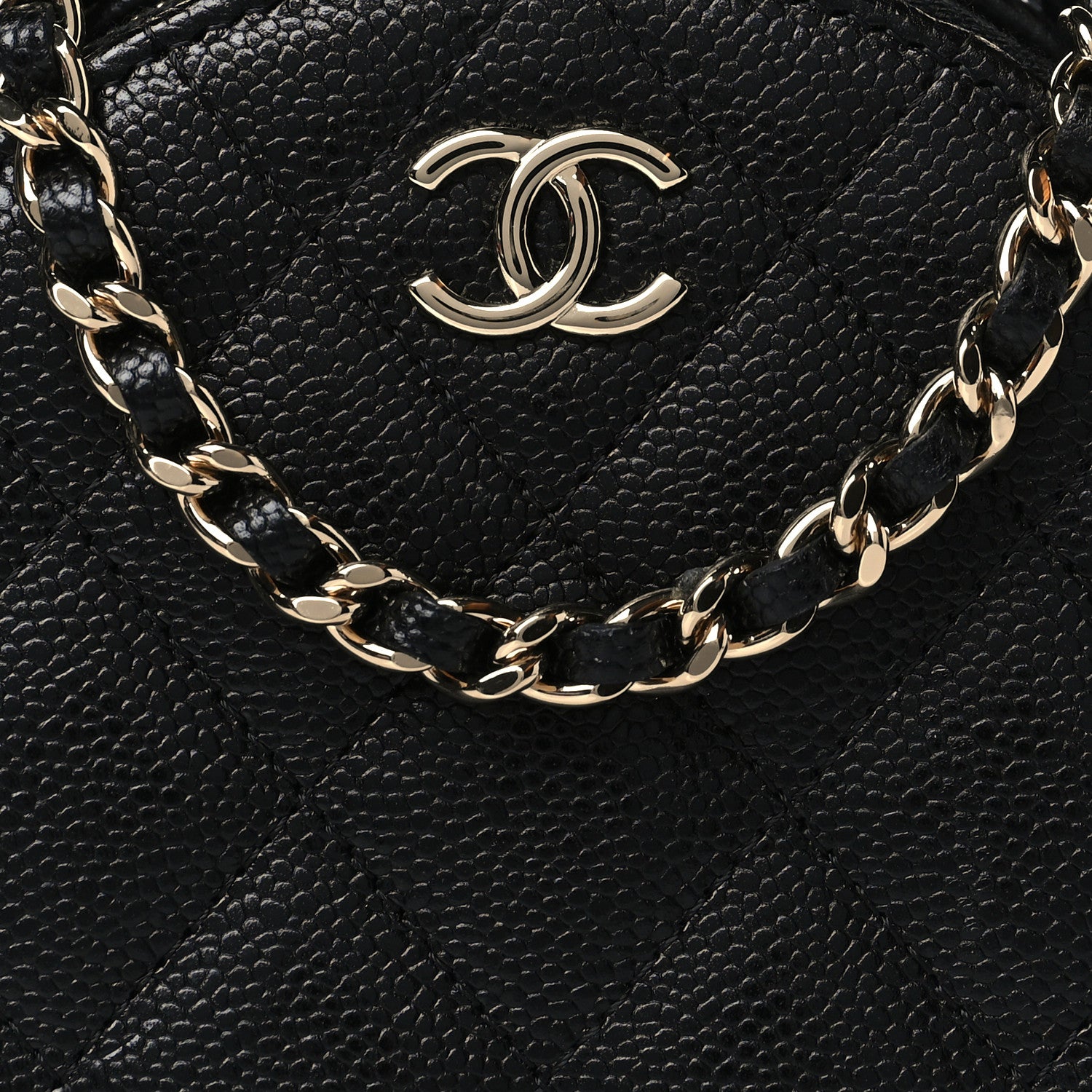 Chanel Caviar Quilted Round Handle With Care Vanity With Chain Black 8 of 11