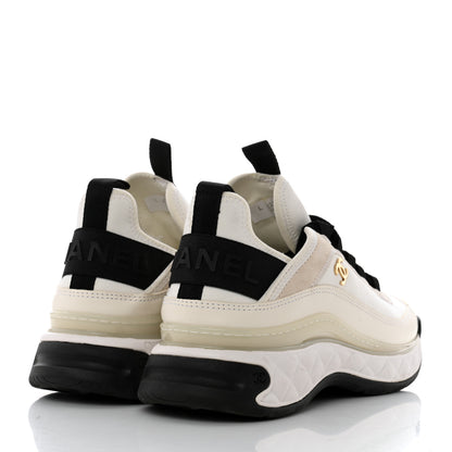 Chanel Velvet Calfskin Mixed Fibers CC Sneakers 39 Ivory Black 4 of 9