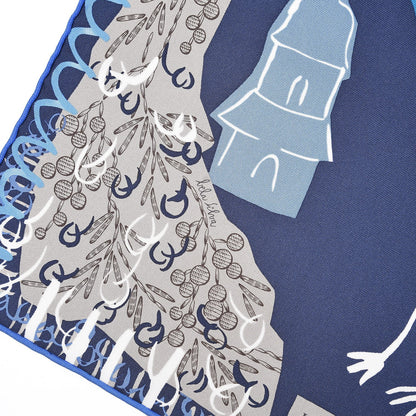 Hermes Silk La Maizeon Des Oiseaux Parleurs Scarf 90 Marine Canard Beige 7 of 8