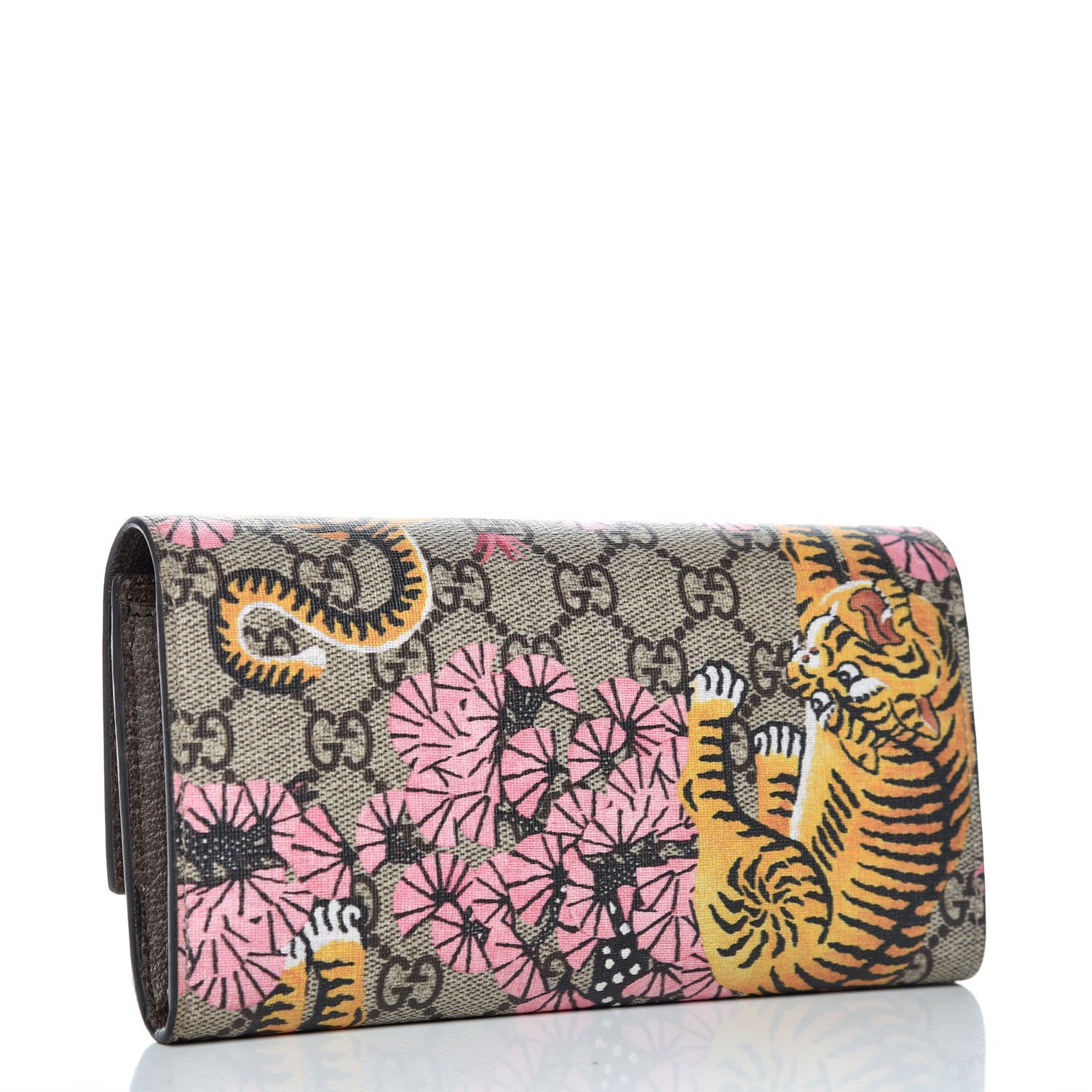 Gucci GG Supreme Monogram Bengal Continental Wallet Beige Pink 3 of 13