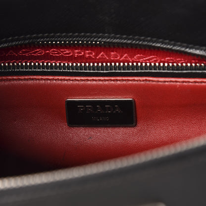 Prada Saffiano Mini Galleria Double Zip Tote Black Talco 6 of 12