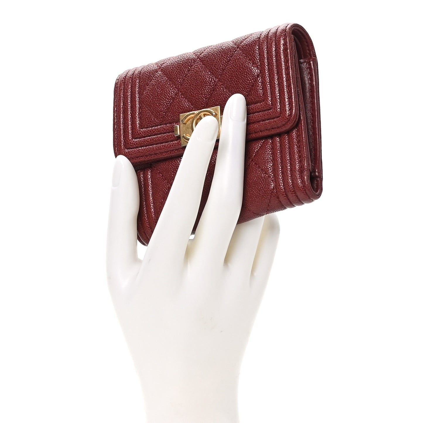Caviar Quilted Small Boy Flap Wallet Red