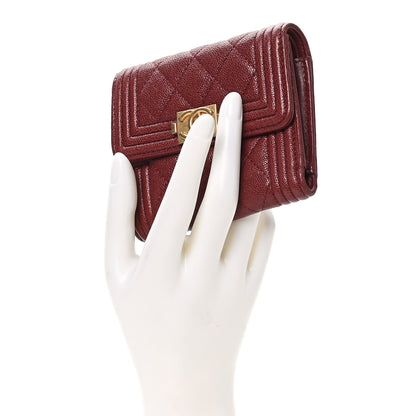 Chanel Caviar Quilted Small Boy Flap Wallet Red 2 of 9