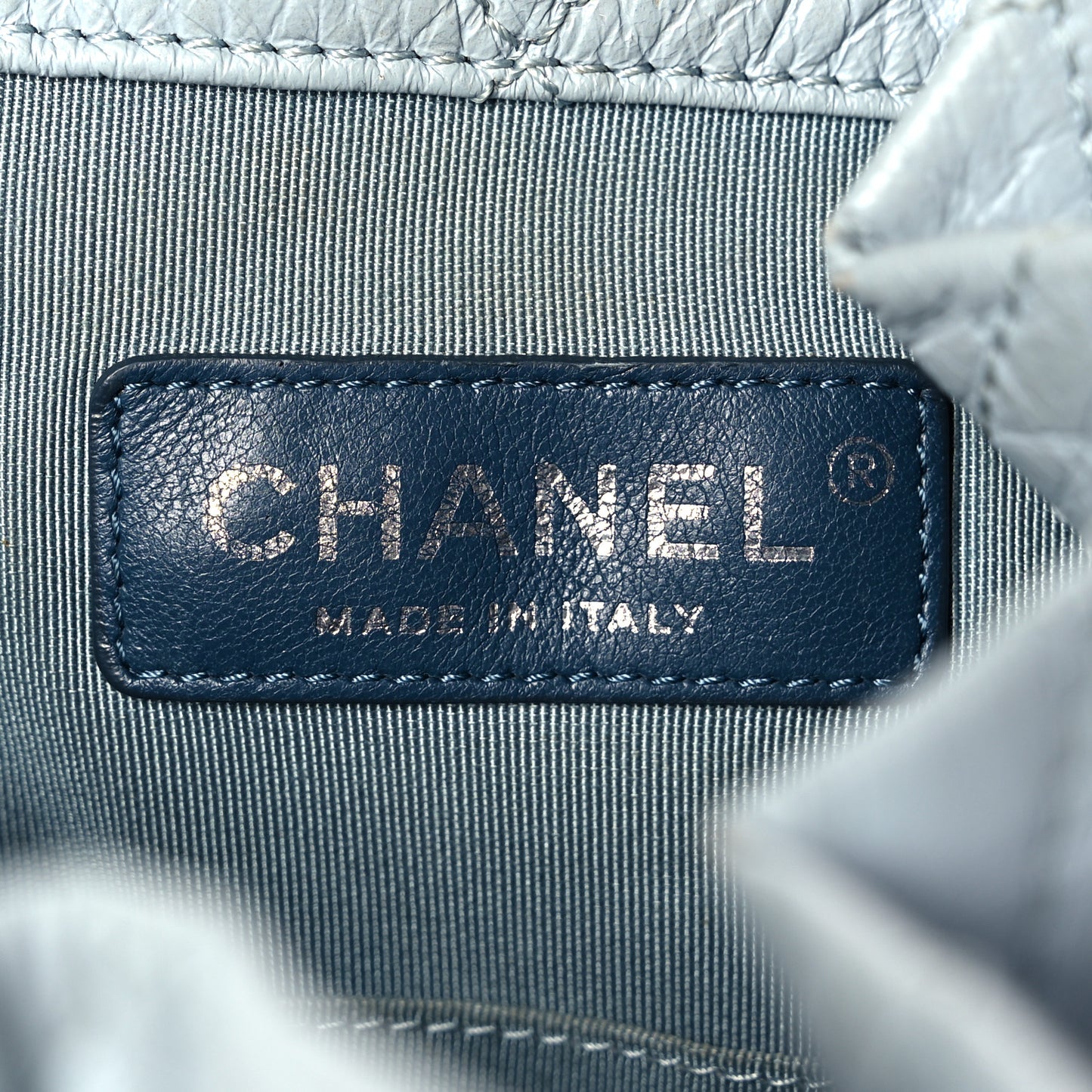 Aged Calfskin Quilted Small Gabrielle Backpack Light Blue