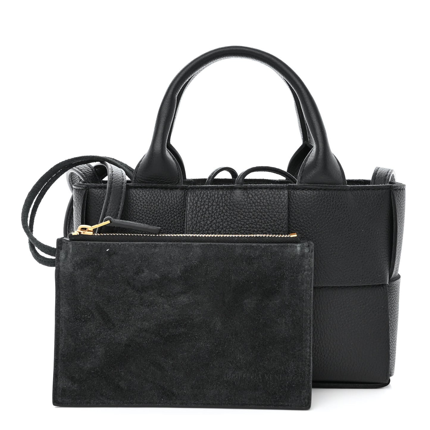Grained Calfskin Intrecciato Candy Arco Tote Black