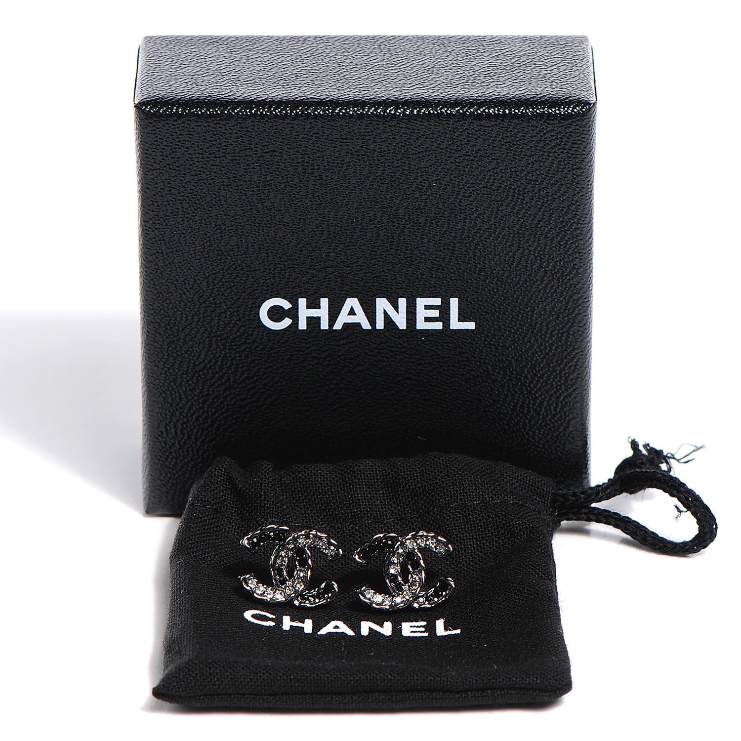 Chanel Crystal CC Earrings Ruthenium Black 3 of 5