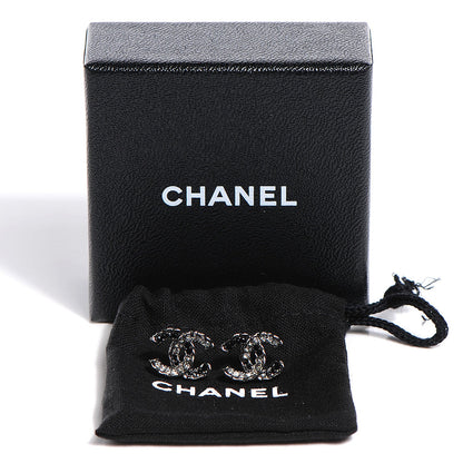 Chanel Crystal CC Earrings Ruthenium Black 3 of 5
