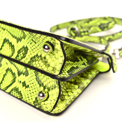Fendi Snakeskin Shiny Nappa Petite Peekaboo I SEE U Satchel Yellow Fluo 8 of 8