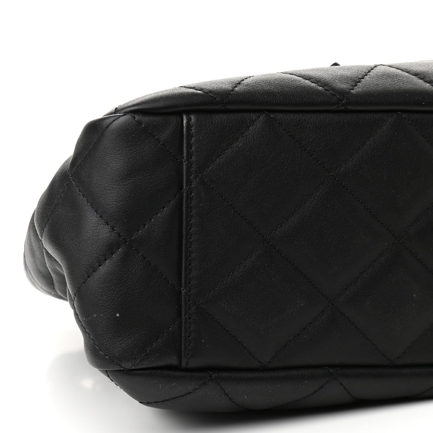 Chanel Lambskin Quilted Chain Drawstring Bag Black 9 of 10