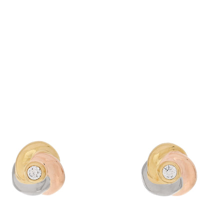 Cartier 18K Pink Yellow White Gold Diamond Trinity Stud Earrings 1 of 5