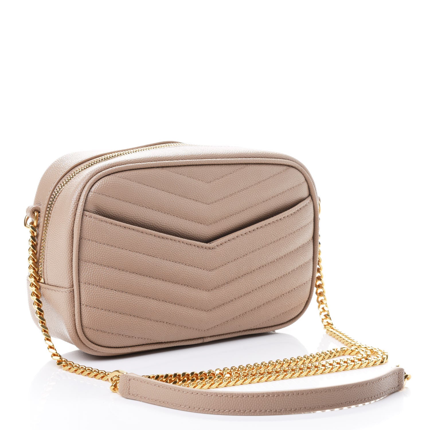 Saint Laurent Grain De Poudre Matelasse Monogram Mini Lou Camera Bag Dark Beige 2 of 4